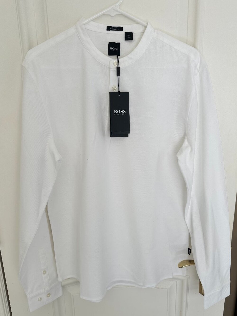 BOSS Band Collar Jersey Knit Henley